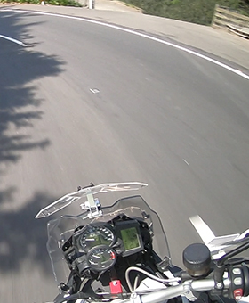 Motorcyclist's point of view riding a corner